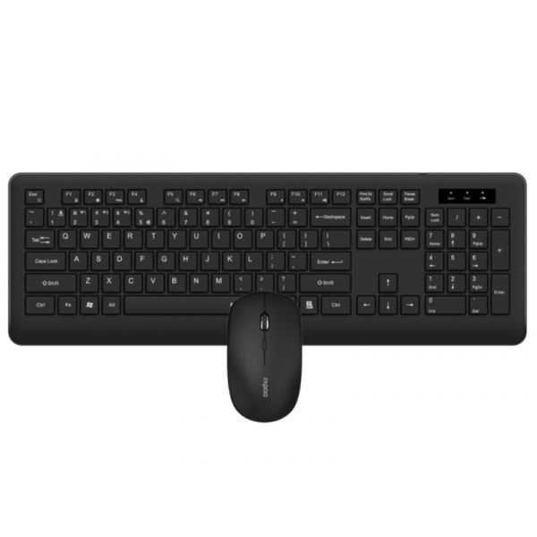 Rapoo 8310M Vezeték nélkül billentyűzet + egér szett, 2,4GHz + Bluetooth, Magyar kiosztás, fekete (229633)